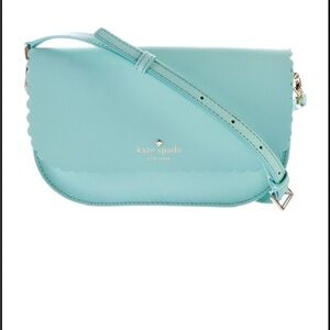 Kate Spade Cape Drive Jettie Scalloped Crossbody Bag Small Leather Turquoise